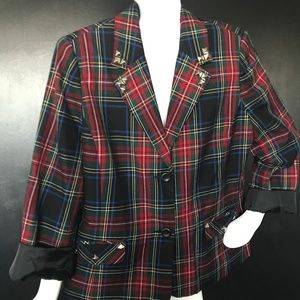 Rock Star Pyramid Studded Plaid Jacket